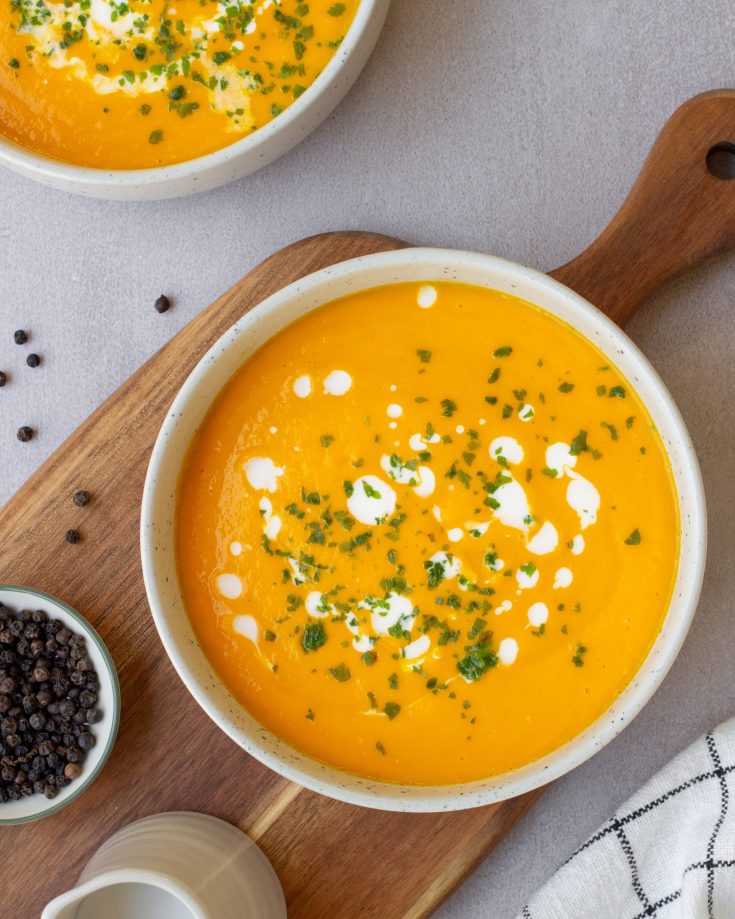 Soupe de carottes, gingembre et lait de coco